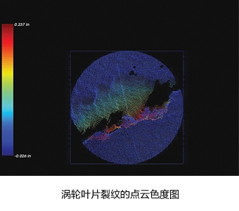 美國(guó)GE內(nèi)窺鏡Mentor visual iQ-渦輪葉片裂紋的點(diǎn)云色度圖